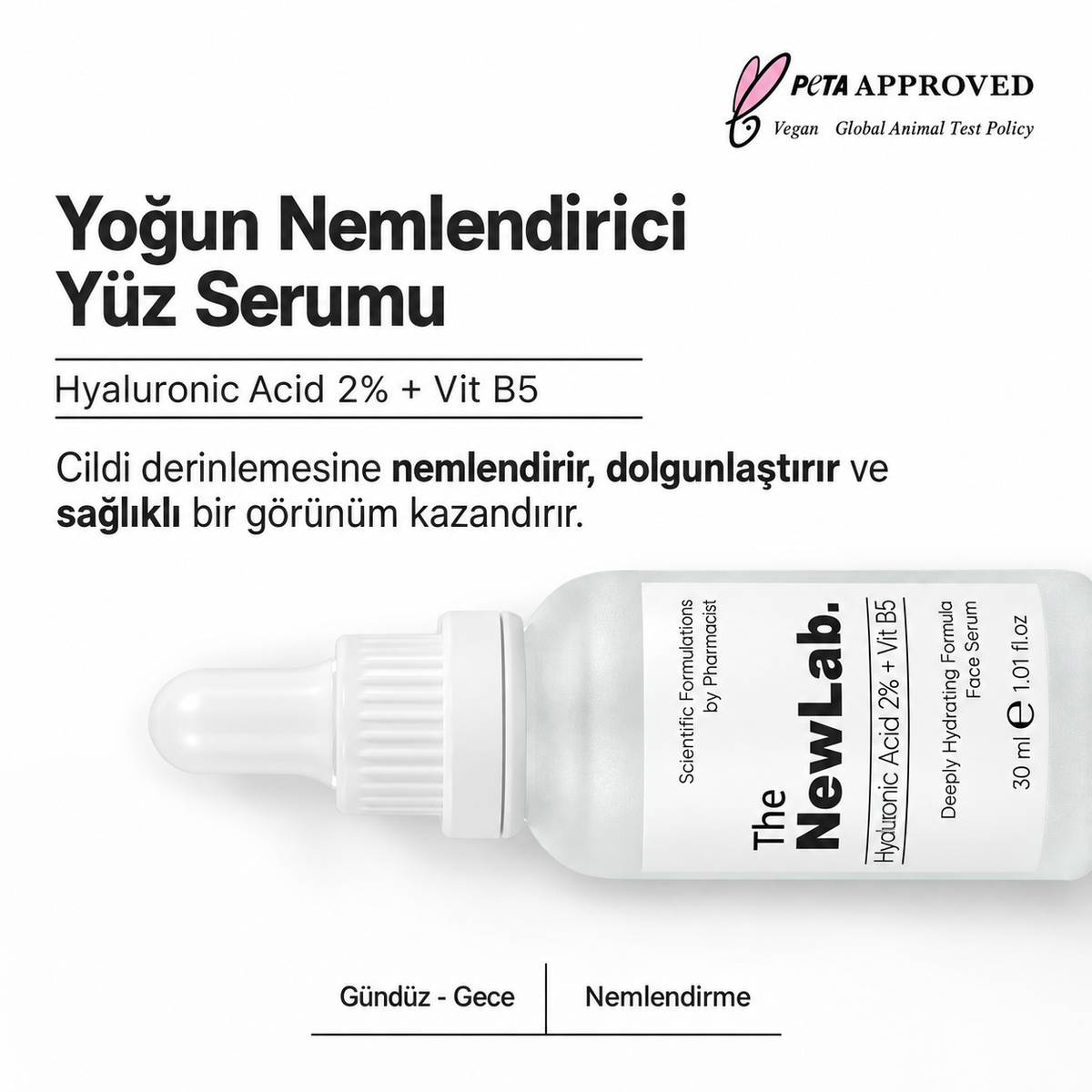 Yoğun Nemlendirici Hyalüronik Asit %2 + Vitamin B5 Yüz Serumu 30 ml