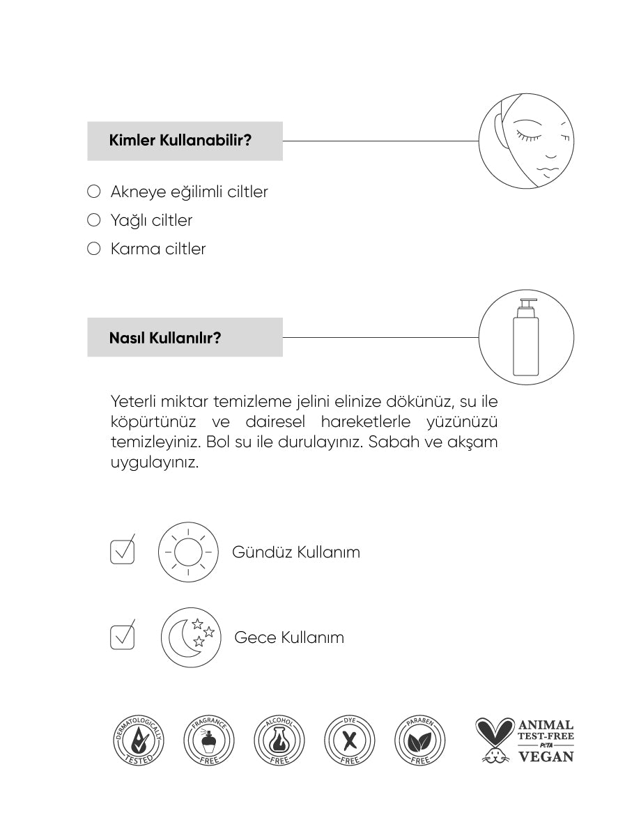 Akne Karşıtı & Sebum Kontrol Yüz Temizleyici 200 ml