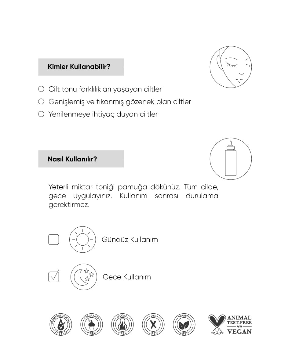 Canlandırıcı & Cilt Tonu Eşitleyici Toner Rose Hydrosol Glycolic Acid 5% & AHA+BHA 250 ml