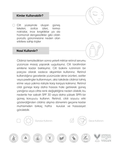 Yaşlanma Karşıtı Yüz Serumu Retinol 0.2% + Squalene 20% 30 ml