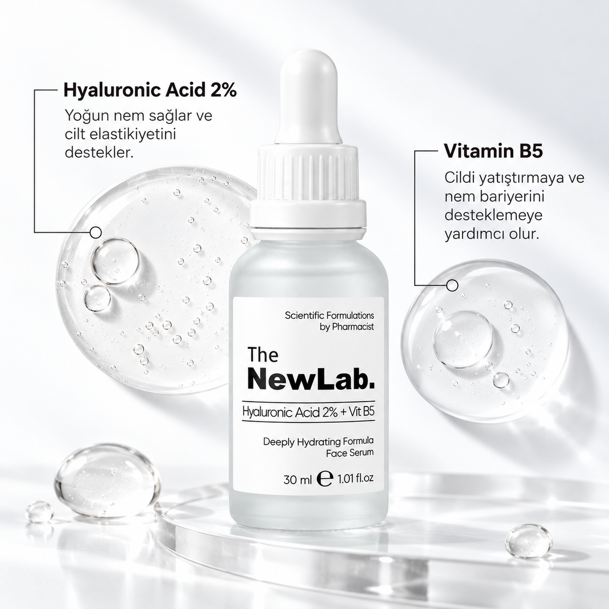 Yoğun Nemlendirici Hyalüronik Asit %2 + Vitamin B5 Yüz Serumu 30 ml