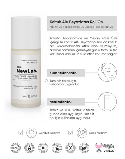 Arbutin, Niacinamide ve Meyan Kökü Özü içerikli Koltuk Altı Beyazlatıcı Roll on 50 ml