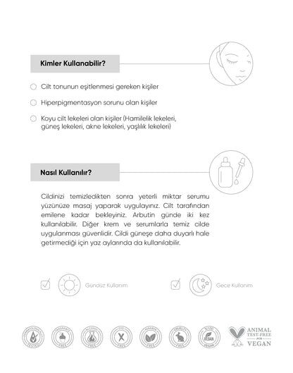 Lekeli Ciltler İçin Aydınlatıcı Yüz Serumu Niacinamide 5% + Alpha Arbutin 2%