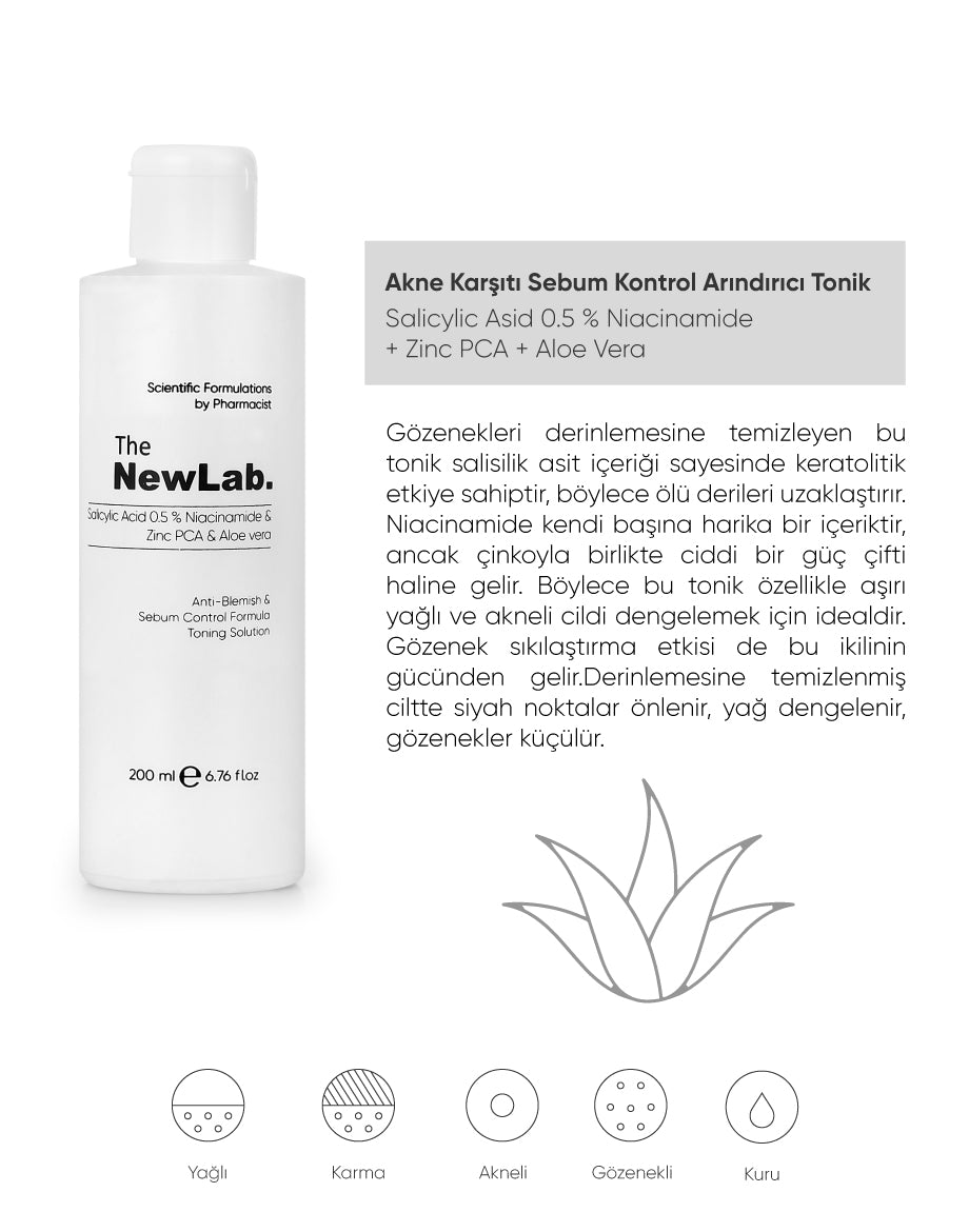 Akne Karşıtı &amp; Sebum Kontrol Arındırıcı Tonik 200 ml