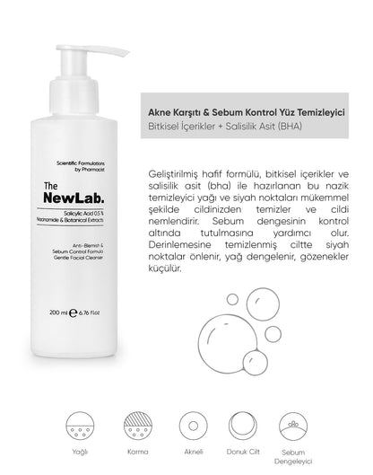 Akne Karşıtı &amp; Sebum Kontrol Yüz Temizleyici 200 ml